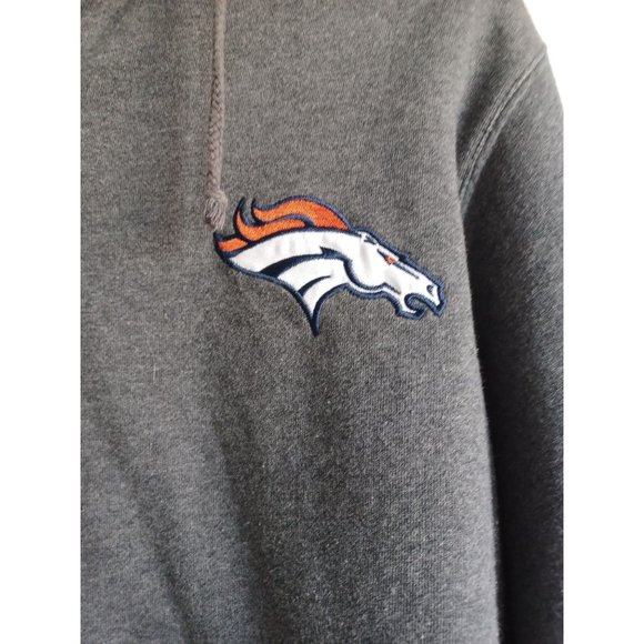 Denver Broncos Gray Fleece Lined Zip Front Hoodie NFL Pro Line Football XL - Picture 2 of 6